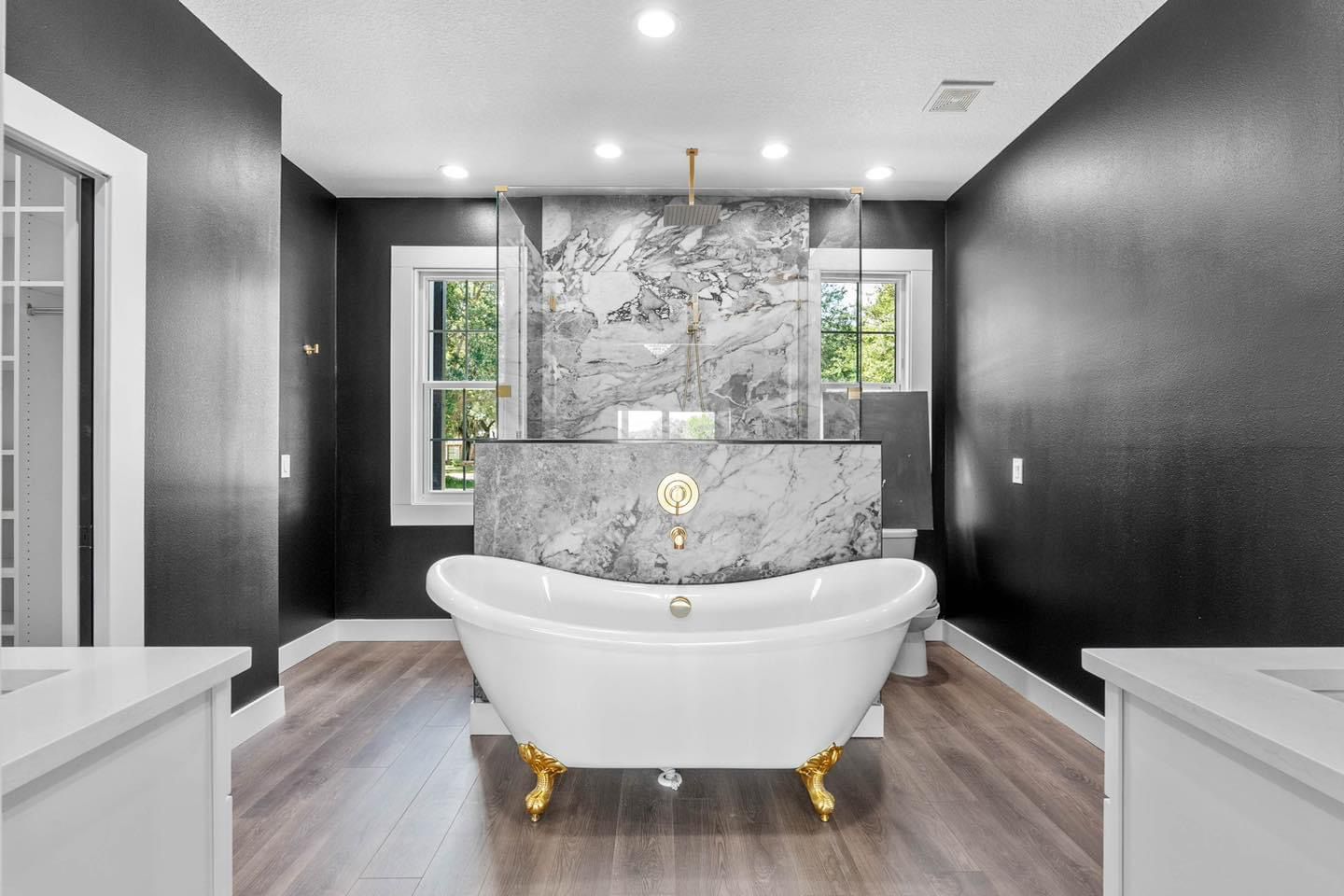 Bathroom with freestanding tub